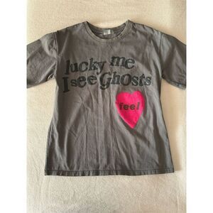 Kanye West x Kid Cudi Puff Print “Lucky Me I See Ghosts” Unisex Tshirt HBAT Med